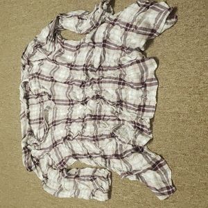 Maroon and Grey Plaid Shirt